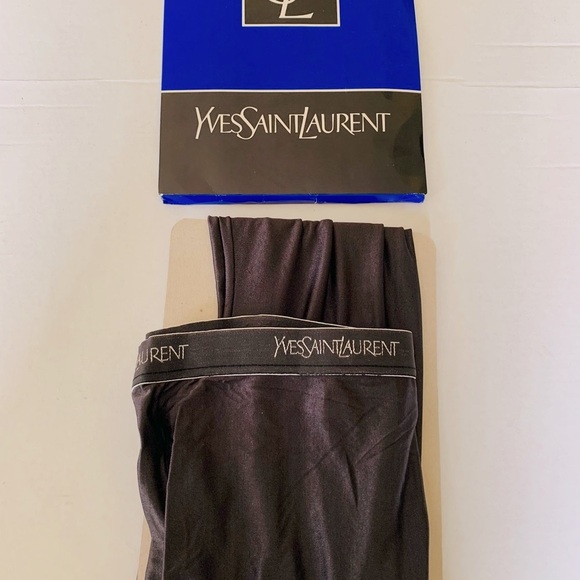 Vintage Yves Saint Laurent shiny black soft satin opaque tights US S-M Eur 48-40 - Picture 8 of 8